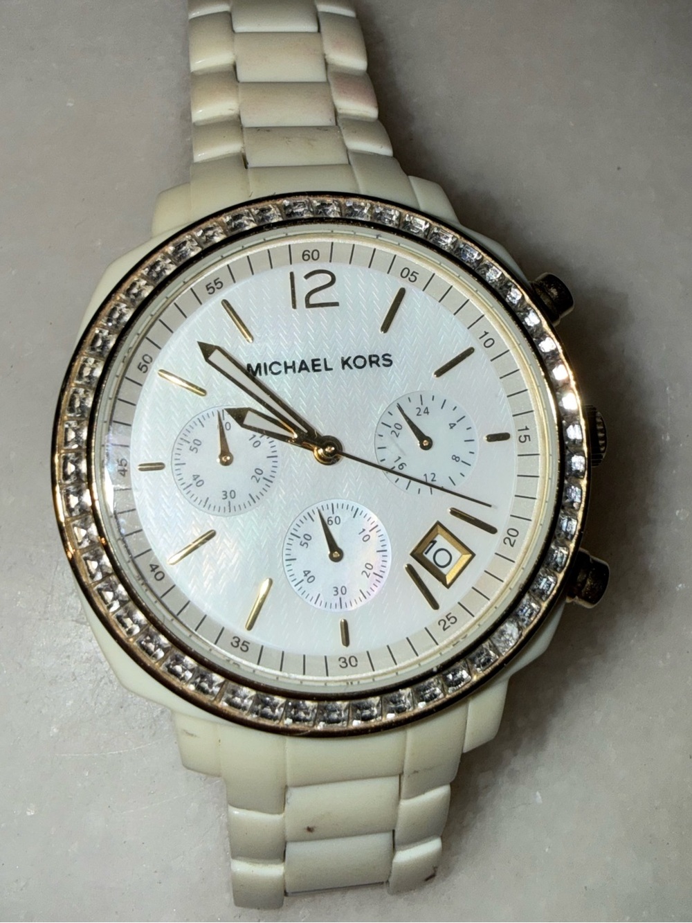 Michael Kors White Ceramic Smartwatch with Gold Accents